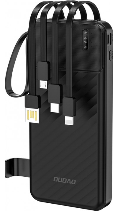 Dudao K11 Powerbank 10000mAh mit integrierten Kabeln - Tragbare externe Batterie - Schwarz