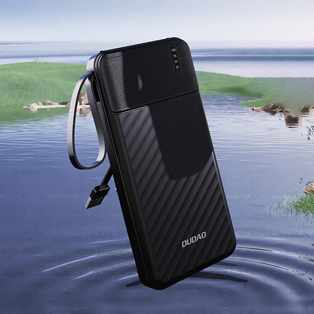 Dudao K11 Powerbank 10000mAh mit integrierten Kabeln - Tragbare externe Batterie - Schwarz