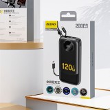 Dudao K13Pro Powerbank 20000mAh mit integrierten Kabeln Tragbare externe Batterie - Schwarz