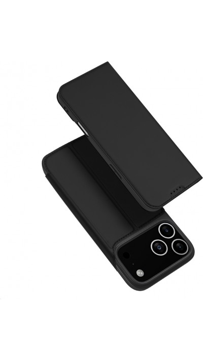 iPhone 17 Pro Max Case Hülle - Dux Ducis Skin Pro - Schwarze PU und TPU flexible Kunstlederhülle mit Kartenfach und Klappdeckel