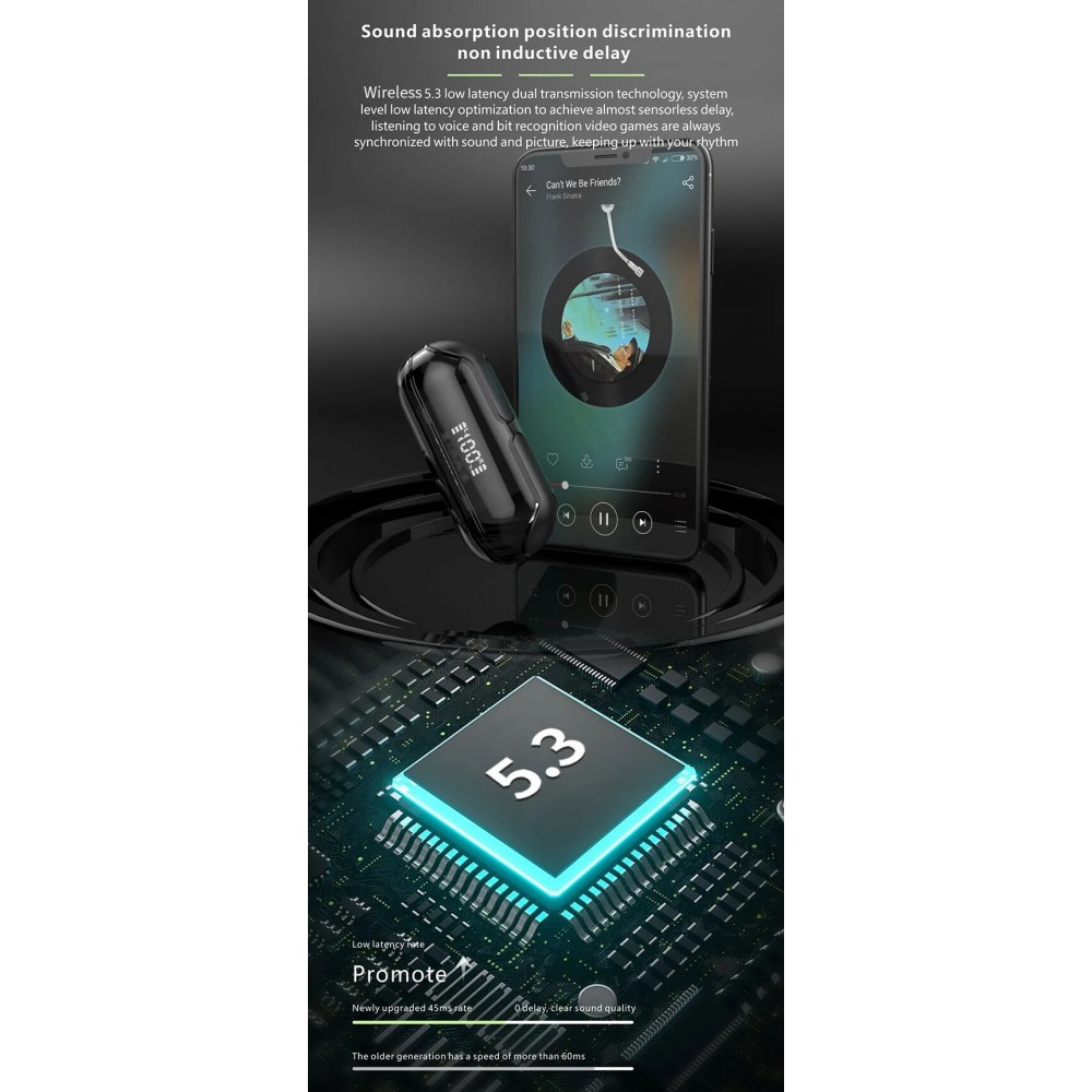 &Eacute;couteurs Bluetooth F80 Q26 Pro TWS avec &eacute;cran LED autonomie longue pour sport et jeu - Blanc