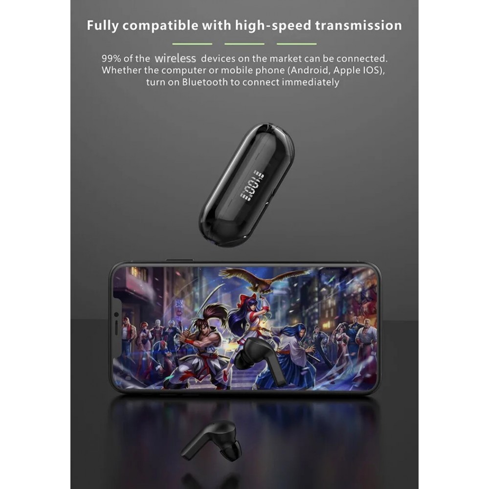 &Eacute;couteurs Bluetooth F80 Q26 Pro TWS avec &eacute;cran LED autonomie longue pour sport et jeu - Blanc