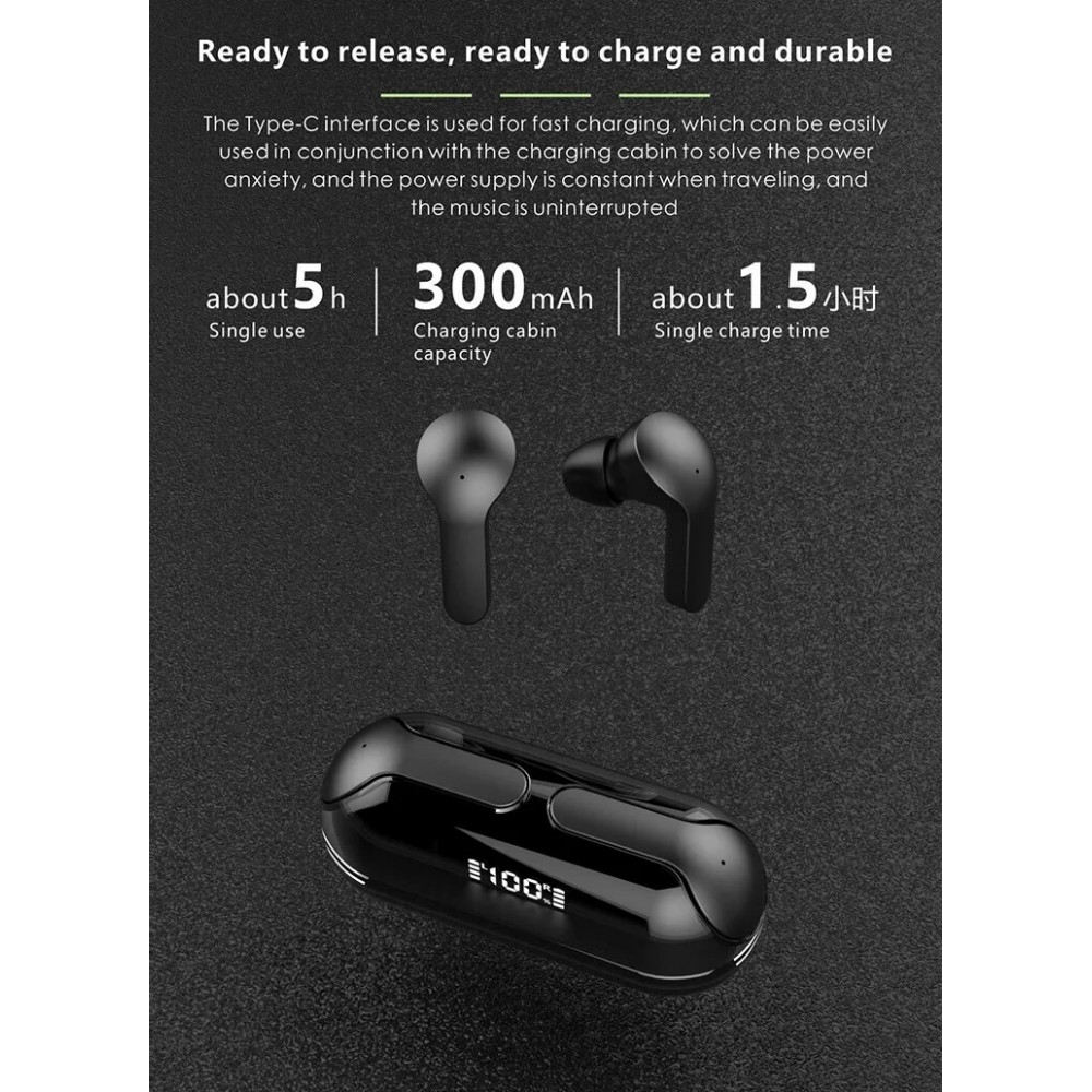 &Eacute;couteurs Bluetooth F80 Q26 Pro TWS avec &eacute;cran LED autonomie longue pour sport et jeu - Blanc