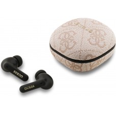 Bluetooth Kopfh&ouml;rer Guess PU 4G Script Logo ENC TWS mit Sprachassistent und 16h Akkulaufzeit - Rosa