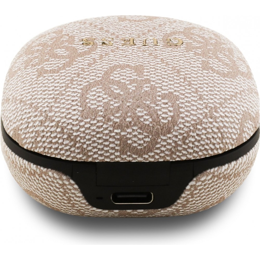 Bluetooth Kopfh&ouml;rer Guess PU 4G Script Logo ENC TWS mit Sprachassistent und 16h Akkulaufzeit - Rosa