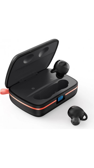 Écouteurs Bluetooth TWS étanches avec panneau solaire et batterie externe 2500mAh BH-T05 - Noir