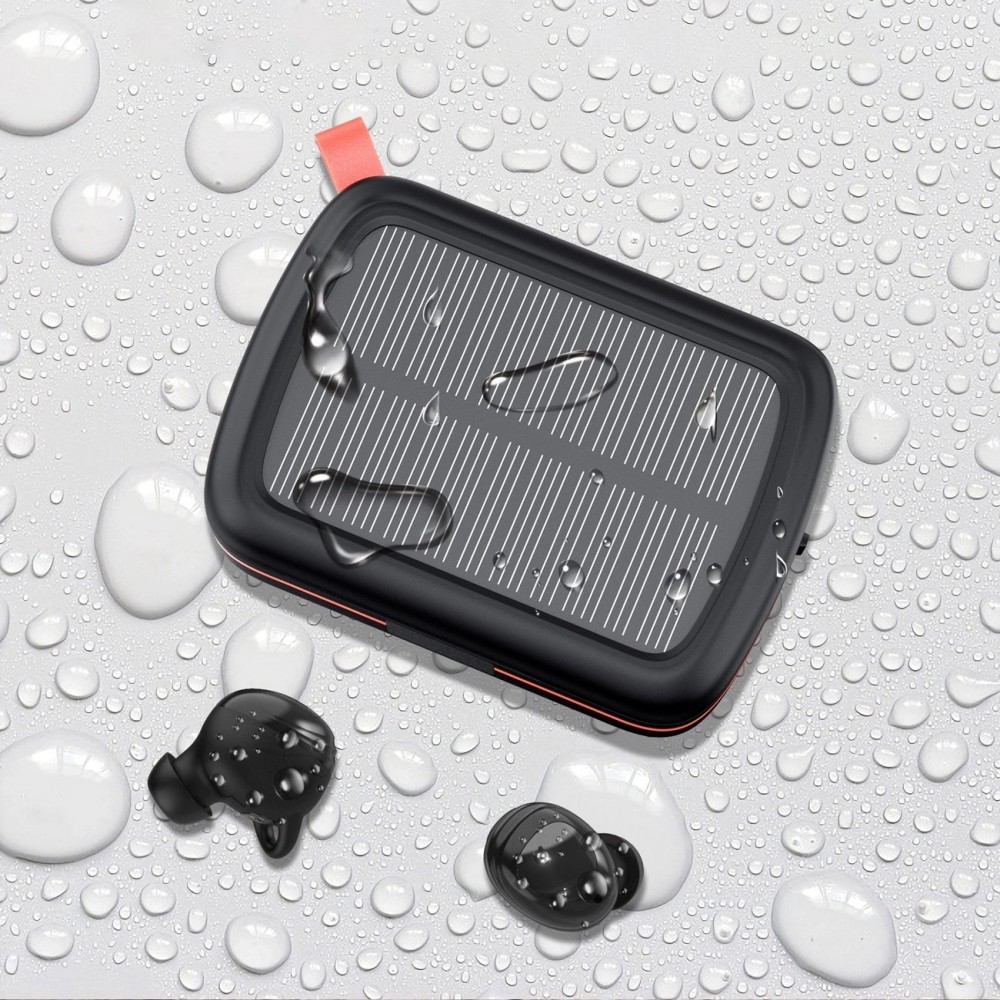 Bluetooth TWS Wasserdichte Kopfh&ouml;rer mit Solarpanel und 2500mAh Powerbank BH-T05 - Schwarz