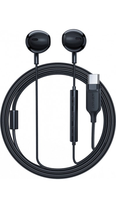 Acefast L2 In-Ear Kopfhörer USB-C Anschluss mit Mikrofon und Fernbedienung 1.2 m - Schwarz