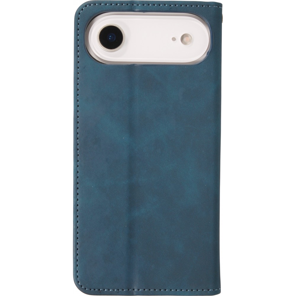iPhone Air Leder Tasche - Flip Wallet vintage mit Magnetverschluss und Kartenhalter - Blau