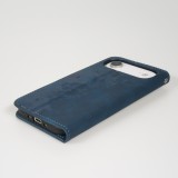 iPhone Air Leder Tasche - Flip Wallet vintage mit Magnetverschluss und Kartenhalter - Blau
