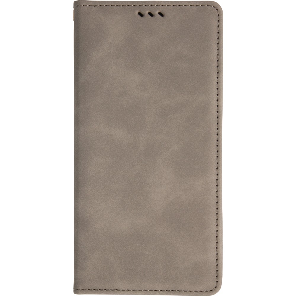 Leder Tasche Case iPhone Air - Flip Wallet vintage mit Magnetverschluss und Kartenhalter - Grau
