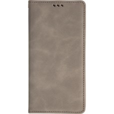 Leder Tasche Case iPhone Air - Flip Wallet vintage mit Magnetverschluss und Kartenhalter - Grau