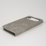 Leder Tasche Case iPhone Air - Flip Wallet vintage mit Magnetverschluss und Kartenhalter - Grau