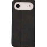iPhone Air Leder Tasche - Flip Wallet vintage mit Magnetverschluss und Kartenhalter - Schwarz