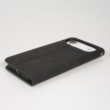 iPhone Air Leder Tasche - Flip Wallet vintage mit Magnetverschluss und Kartenhalter - Schwarz