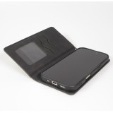iPhone Air Leder Tasche - Flip Wallet vintage mit Magnetverschluss und Kartenhalter - Schwarz