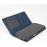 Samsung Galaxy S25 Edge Leder Tasche - Flip Wallet vintage mit Magnetverschluss und Kartenhalter - Blau