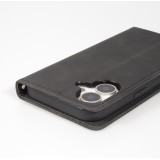 Samsung Galaxy S25 Edge Leder Tasche - Flip Wallet vintage mit Magnetverschluss und Kartenhalter - Schwarz