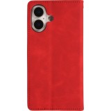 Leder Tasche Case iPhone 17 - Flip Wallet vintage mit Magnetverschluss und Kartenhalter - Rot