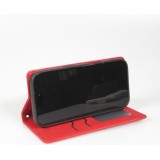 Leder Tasche Case iPhone 17 - Flip Wallet vintage mit Magnetverschluss und Kartenhalter - Rot