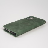 Leder Tasche Case Samsung Galaxy S25 Edge - Flip Wallet vintage mit Magnetverschluss und Kartenhalter - Dunkelgrün
