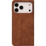 iPhone 17 Pro Max Leder Tasche - Flip Wallet vintage mit Magnetverschluss und Kartenhalter - Braun