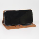 iPhone 17 Pro Max Leder Tasche - Flip Wallet vintage mit Magnetverschluss und Kartenhalter - Braun