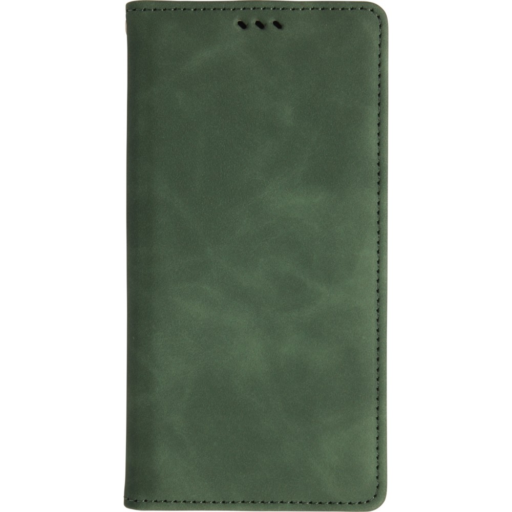 Leder Tasche Case iPhone 17 Pro Max - Flip Wallet vintage mit Magnetverschluss und Kartenhalter - Dunkelgrün
