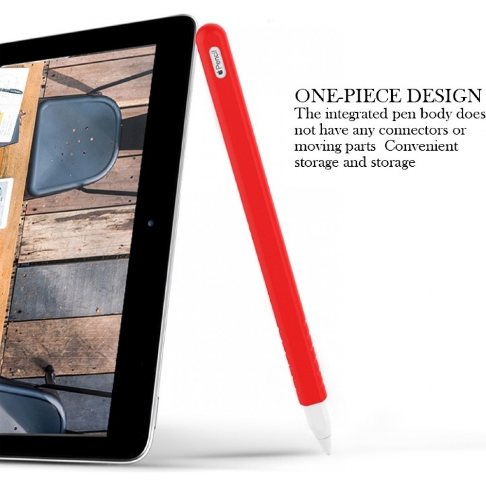 &Eacute;tui silicone souple pour Apple Pencil 2e g&eacute;n&eacute;ration avec support protection compl&egrave;te - Rouge - Apple Pencil