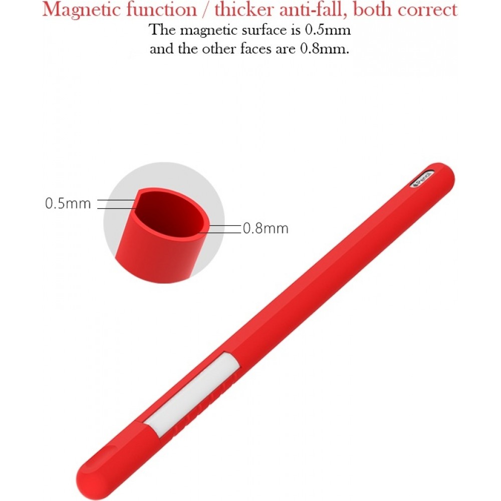 &Eacute;tui silicone souple pour Apple Pencil 2e g&eacute;n&eacute;ration avec support protection compl&egrave;te - Rouge - Apple Pencil