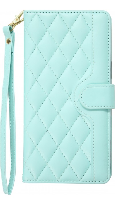 iPhone 16 Case Hülle - Elegante Flip-Matratze mit Magnetverschluss Trageschlaufe und Kartenfächern - Türkis