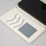 iPhone 16 Pro Case H&uuml;lle - Elegante Flip-Matratze mit Magnetverschluss Trageschlaufe und Kartenf&auml;chern - Weiss