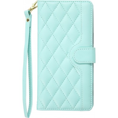 iPhone 16 Pro Case H&uuml;lle - Elegante Flip-Matratze mit Magnetverschluss Trageschlaufe und Kartenf&auml;chern - T&uuml;rkis