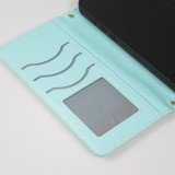iPhone 16 Pro Case H&uuml;lle - Elegante Flip-Matratze mit Magnetverschluss Trageschlaufe und Kartenf&auml;chern - T&uuml;rkis