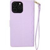 iPhone 16 Pro Case H&uuml;lle - Elegante Flip-Matratze mit Magnetverschluss Trageschlaufe und Kartenf&auml;chern - Hellviolett