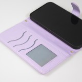 iPhone 16 Pro Case H&uuml;lle - Elegante Flip-Matratze mit Magnetverschluss Trageschlaufe und Kartenf&auml;chern - Hellviolett
