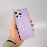 iPhone 16 Pro Case H&uuml;lle - Elegante Flip-Matratze mit Magnetverschluss Trageschlaufe und Kartenf&auml;chern - Hellviolett