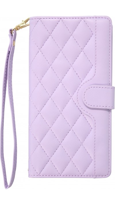 iPhone 16 Pro Max Case Hülle - Elegante Flip-Matratze mit Magnetverschluss Trageschlaufe und Kartenfächern - Hellviolett