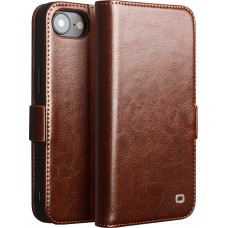iPhone 16e Case Hülle - Flip Qialino Echtleder mit magnetischem Verschluss - Braun