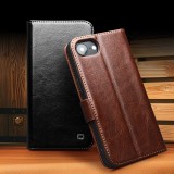 iPhone 16e Case Hülle - Flip Qialino Echtleder mit magnetischem Verschluss - Braun