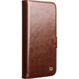 iPhone 16e Case Hülle - Flip Qialino Echtleder mit magnetischem Verschluss - Braun