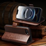 iPhone 16e Case Hülle - Flip Qialino Echtleder mit magnetischem Verschluss - Braun