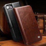 iPhone 16e Case Hülle - Flip Qialino Echtleder mit magnetischem Verschluss - Braun