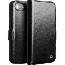 iPhone 16e Case Hülle - Flip Qialino Echtleder mit magnetischem Verschluss - Schwarz
