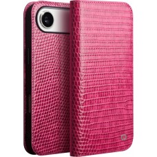 iPhone 17 Air Case Hülle - Qialino Croco Flip Echtleder - Rosa
