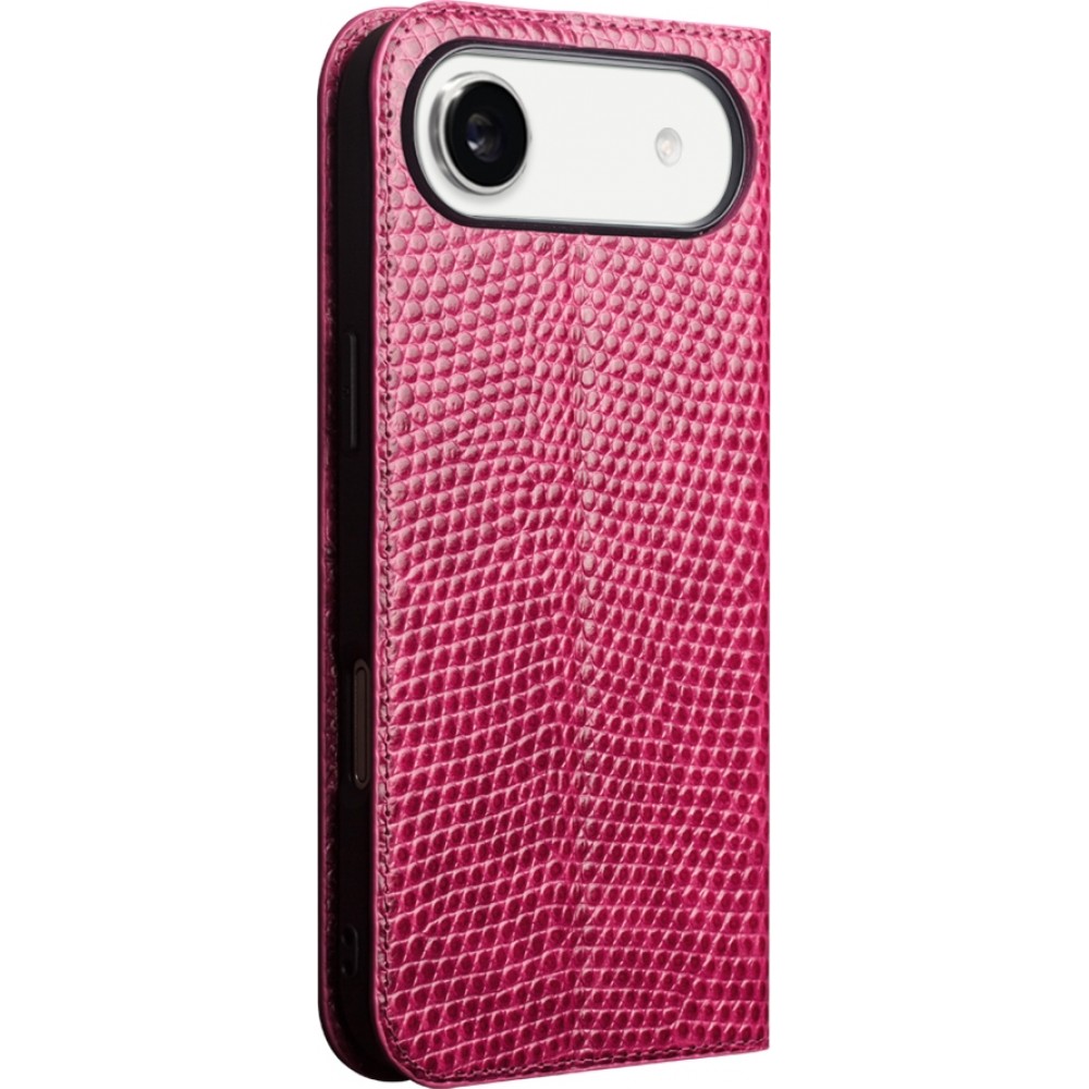 iPhone 17 Air Case Hülle - Qialino Croco Flip Echtleder - Rosa