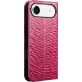 iPhone 17 Air Case Hülle - Qialino Croco Flip Echtleder - Rosa