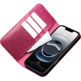 iPhone 17 Air Case Hülle - Qialino Croco Flip Echtleder - Rosa