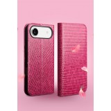 iPhone 17 Air Case Hülle - Qialino Croco Flip Echtleder - Rosa