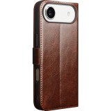 iPhone 17 Air Case Hülle - Flip Qialino Echtleder mit magnetischem Verschluss - Braun